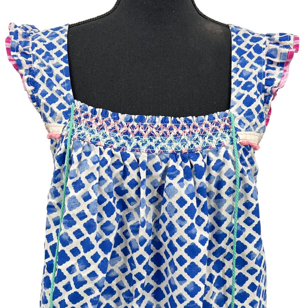 Matilda Jane Women’s Wandering Waters Blue & White Smocked Shirt Tank Small‎ - Picture 3 of 7